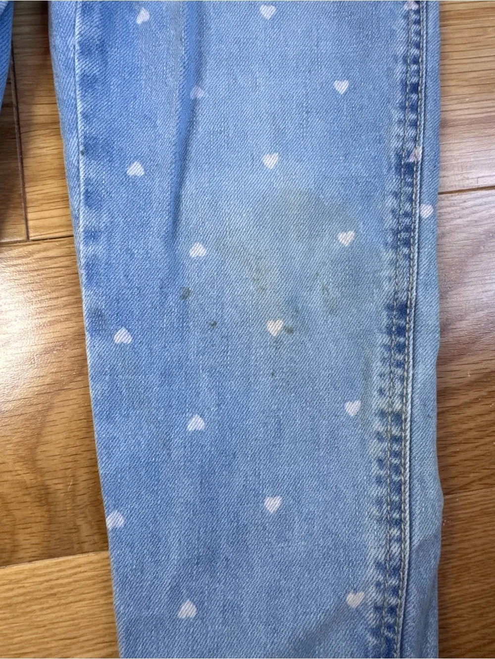 OshKosh B'gosh Light Blue Heart-Print Girls Jeans Overalls